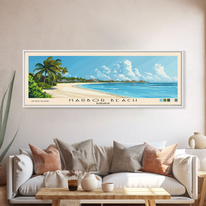 Harbor Beach, Bahamas Panoramic Print, Vacation Gift, Bahamas Wall Art, Beach Painting, Beach Decor, Beach Or Lakehouse Art
