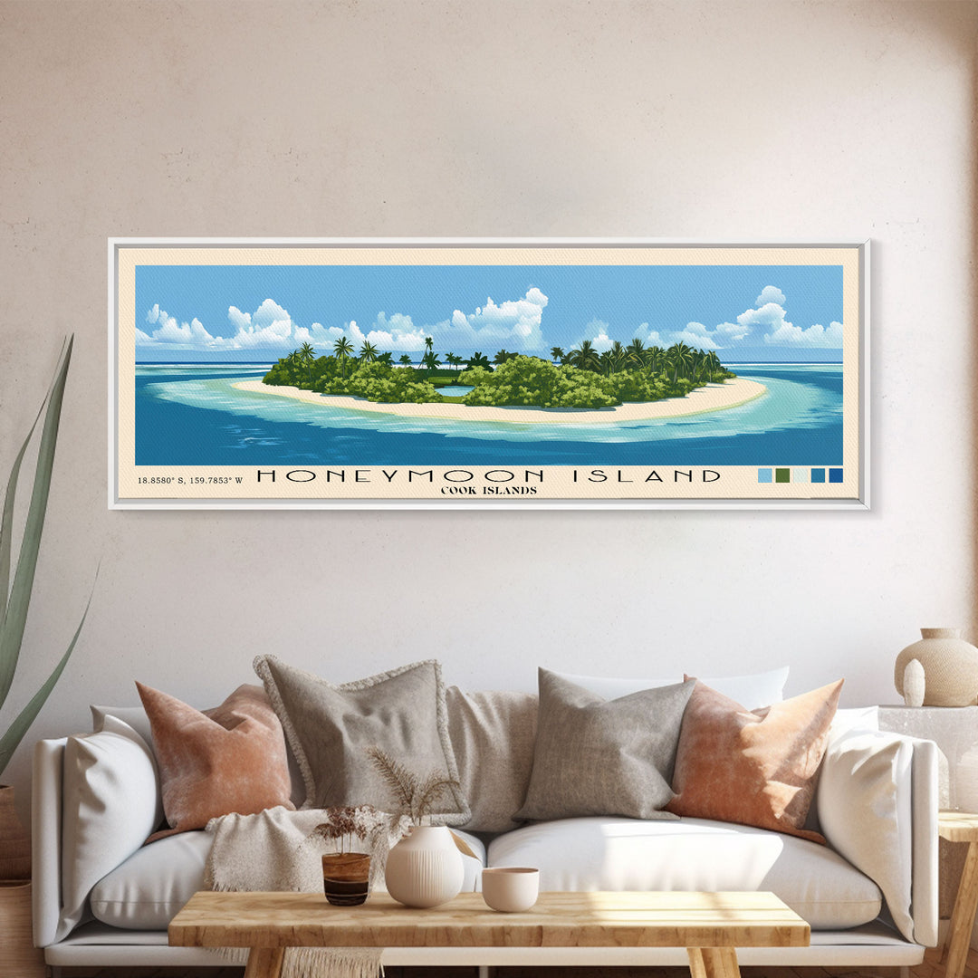 Honeymoon Island, Cook Islands Panoramic Print, Vacation Gift, Cook Islands Wall Art, Vacation Wall Art, Vacatation Memories, Beach Decor, Beach Or Lakehouse Art