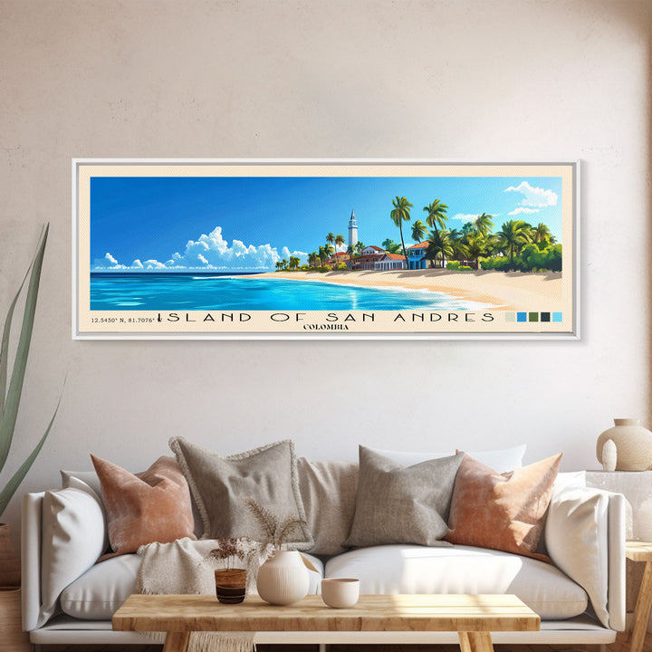 Island of San Andres, Colombia Panoramic Print, Vacation Gift, Colombia Wall Art, Vacation Wall Art, Vacatation Memories, Beach Decor, Beach Or Lakehouse Art