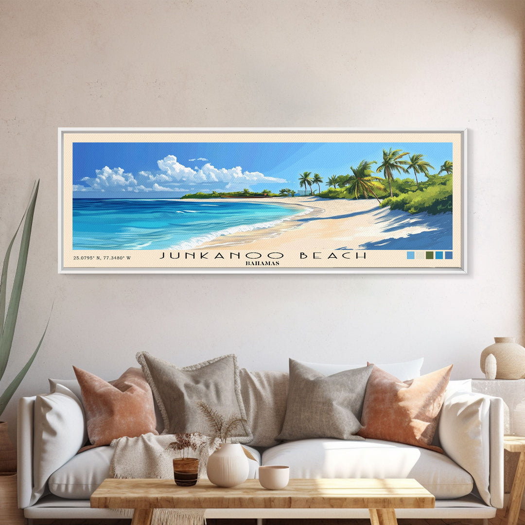 Junkanoo Beach, Bahamas Panoramic Print, Vacation Gift, Bahamas Wall Art, Vacation Wall Art, Vacatation Memories, Beach Decor, Beach Or Lakehouse Art