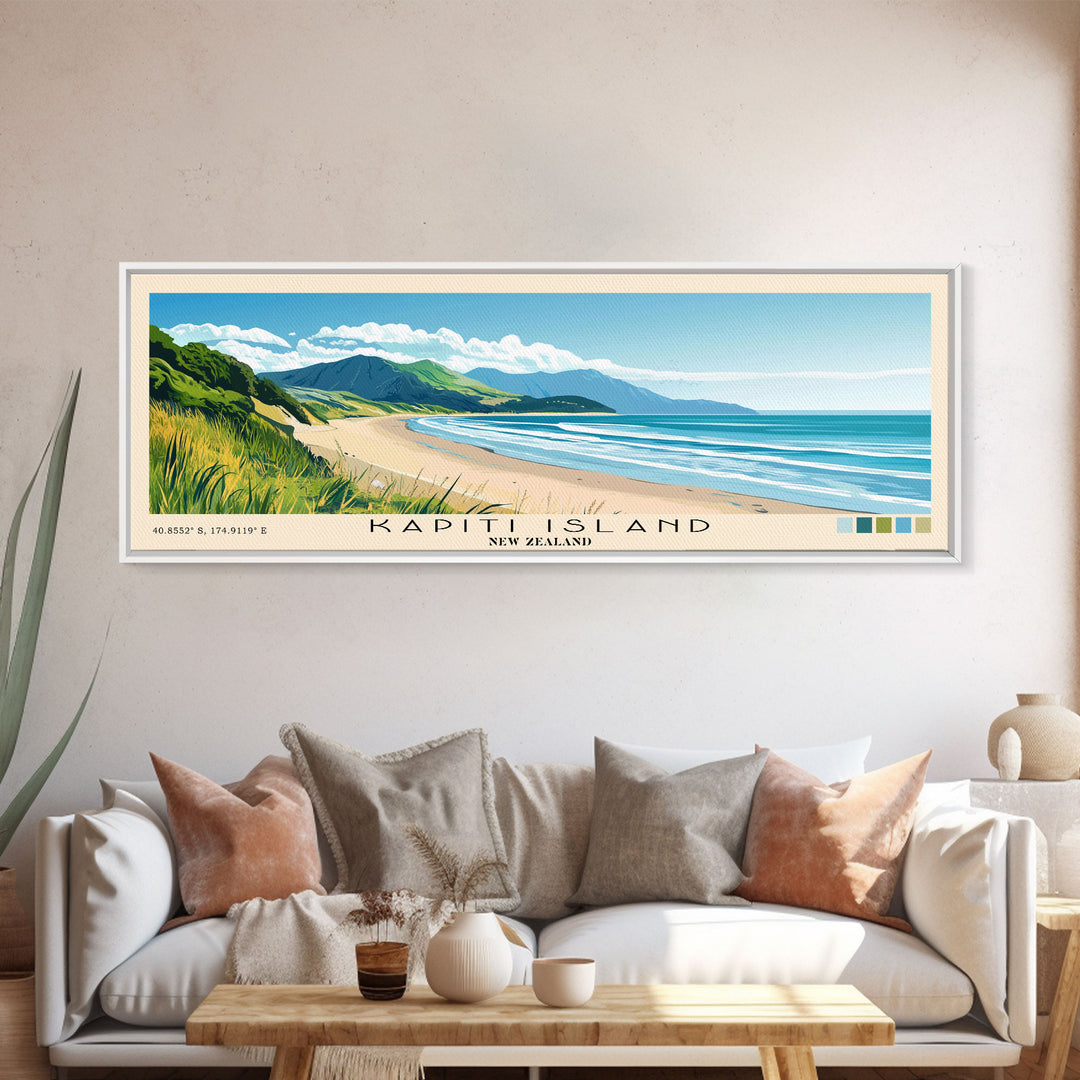 Kapiti Island, New Zealand Panoramic Print, Vacation Gift, New Zealand Wall Art, Vacation Wall Art, Vacatation Memories, Beach Decor, Beach Or Lakehouse Art