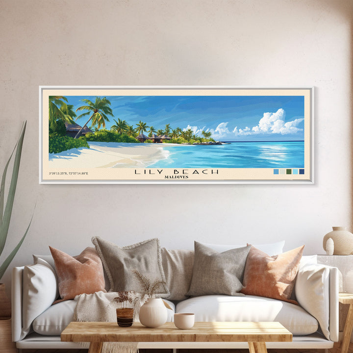 Lily Beach, Maldives Panoramic Print, Vacation Gift, Maldives Wall Art, Vacation Wall Art, Vacatation Memories, Beach Decor, Beach Or Lakehouse Art