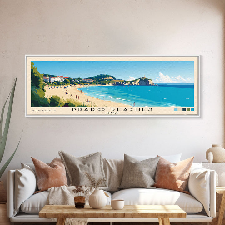 Prado Beaches, France Panoramic Print, Vacation Gift, France Wall Art, Vacation Wall Art, Vacatation Memories, Beach Decor, Beach Or Lakehouse Art