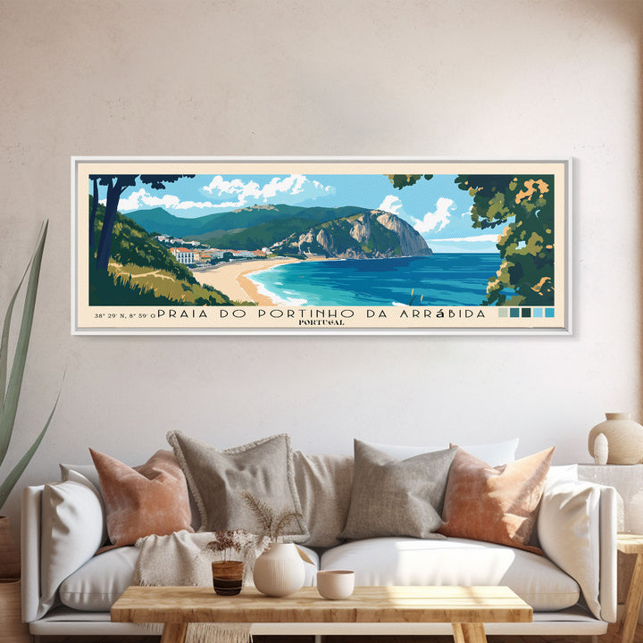Praia do Portinho da Arrábida, Portugal Panoramic Print, Vacation Gift, Portugal Wall Art, Vacation Wall Art, Vacatation Memories, Beach Decor, Beach Or Lakehouse Art