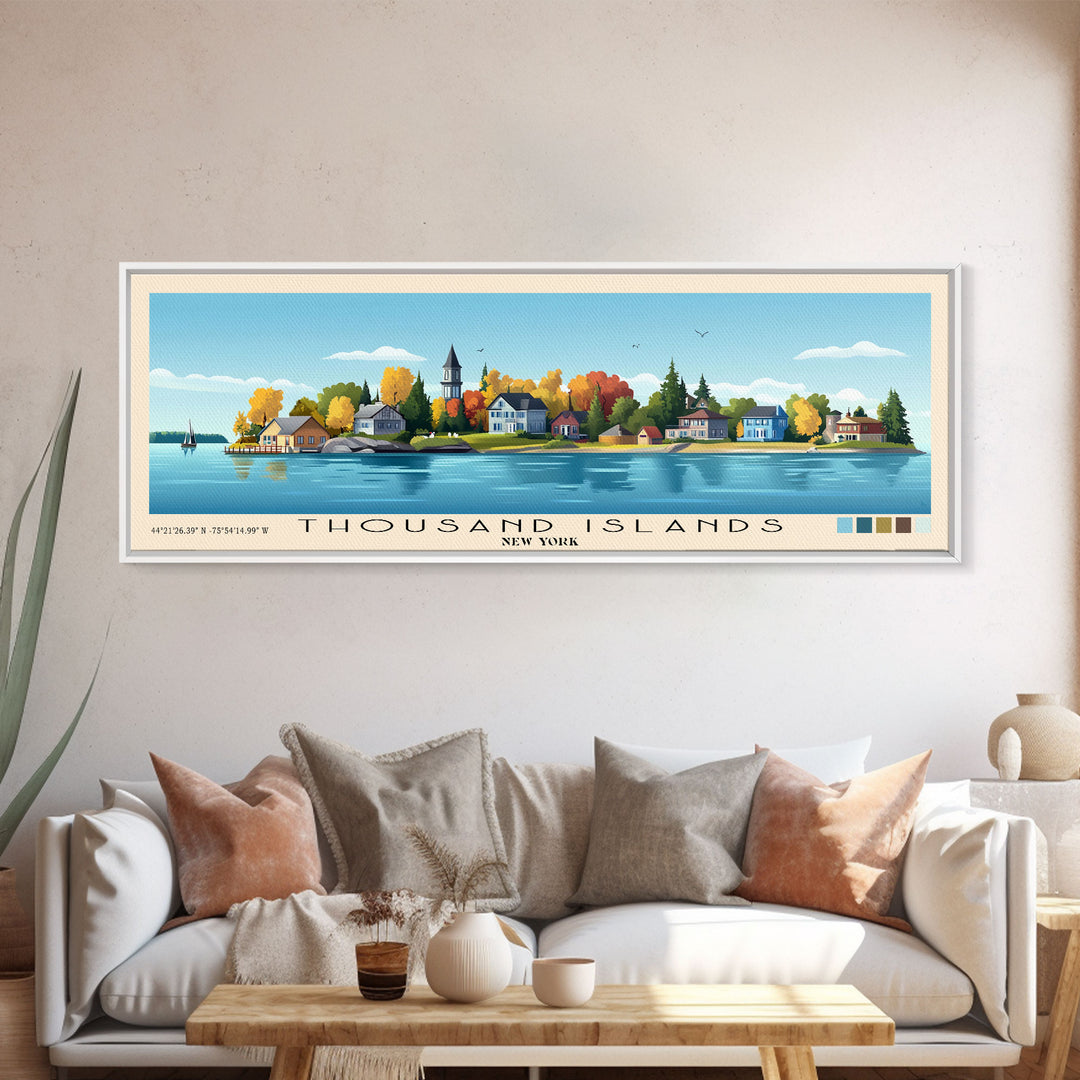 Thousand Islands, New York Panoramic Print, Vacation Gift, New York Wall Art, Vacation Wall Art, Vacatation Memories, Beach Decor, Beach Or Lakehouse Art