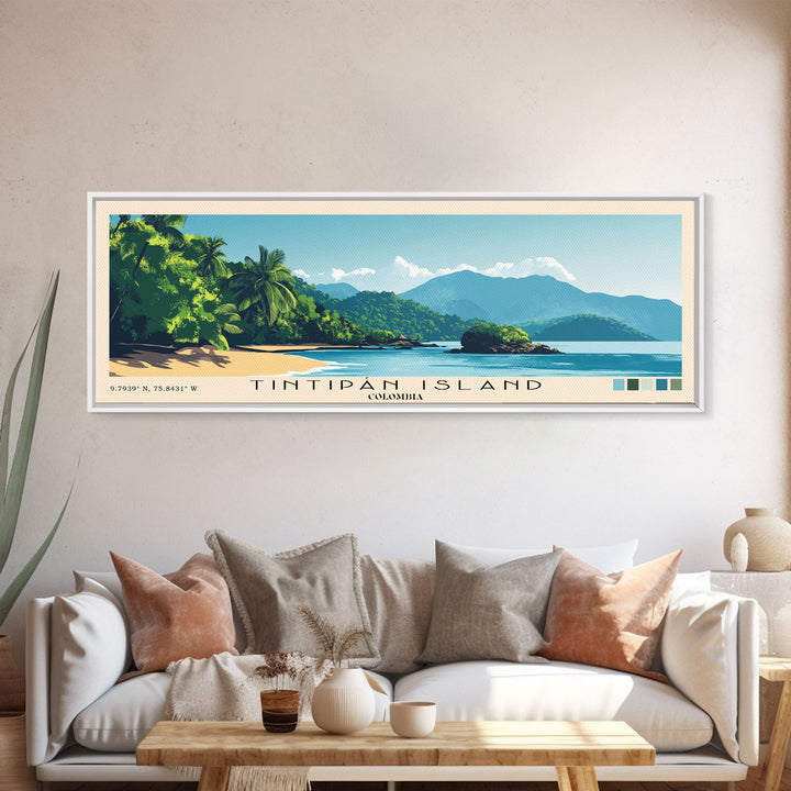 Tintipán Island, Colombia Panoramic Print, Vacation Gift, Colombia Wall Art, Vacation Wall Art, Vacatation Memories, Beach Decor, Beach Or Lakehouse Art