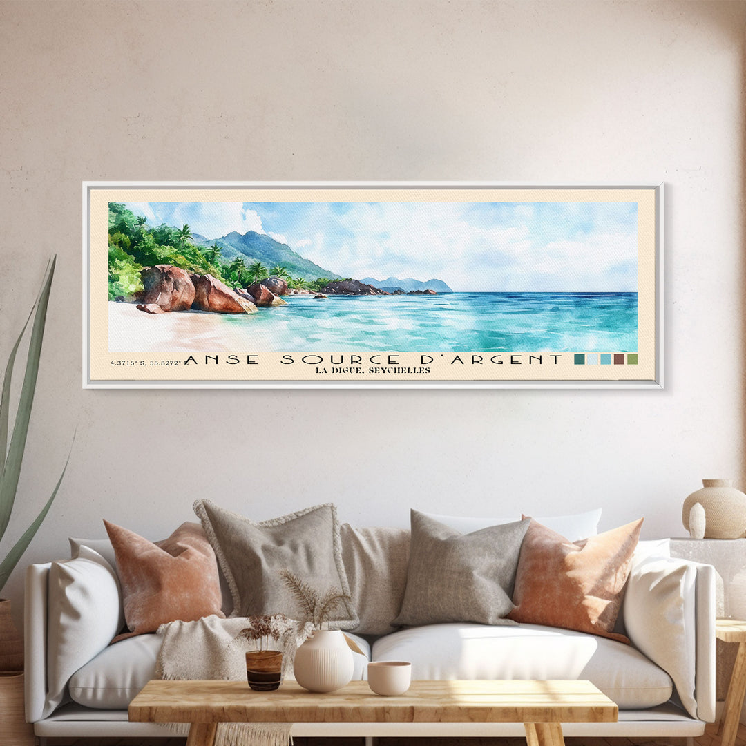 Anse Source d’Argent, La Digue, Seychelles Watercolor Print, Vacation Gift, La Digue, Seychelles Wall Art, Vacation Wall Art, Vacatation Memories, Beach Decor, Beach Or Lakehouse Art