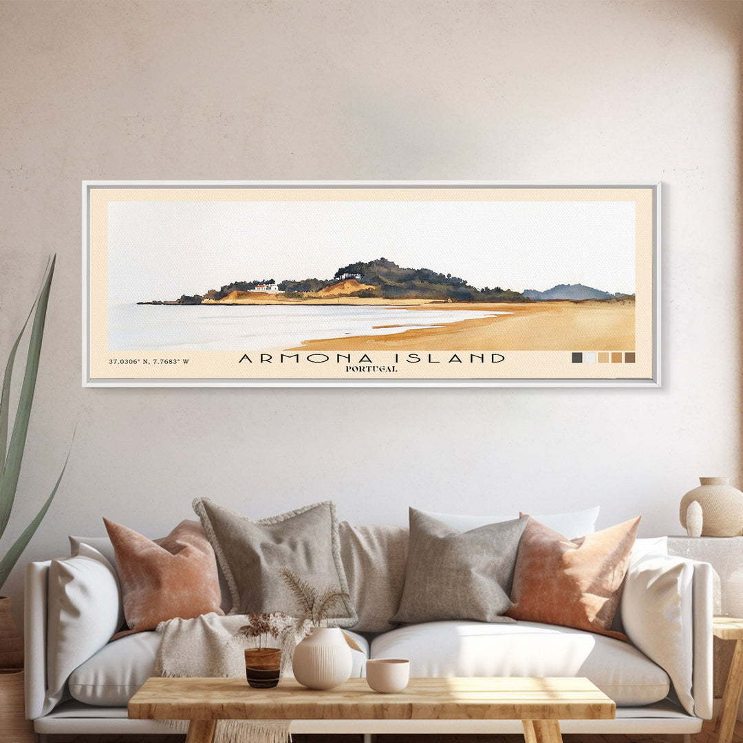 Armona Island, Portugal Watercolor Beach Print, Vacation Gift, Portugal Wall Art, Beach Painting, Beach Decor, Beach Painting