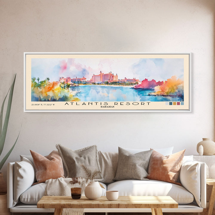 Atlantis Resort, Bahamas Watercolor Print, Vacation Gift, Bahamas Wall Art, Beach Painting, Beach Decor, Beach Or Lakehouse Art