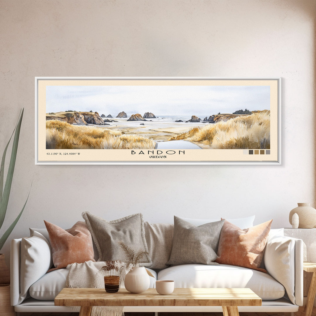 Bandon, Oregon Watercolor Beach Print, Vacation Gift, Oregon Wall Art, Beach Painting, Beach Decor, Beach Painting