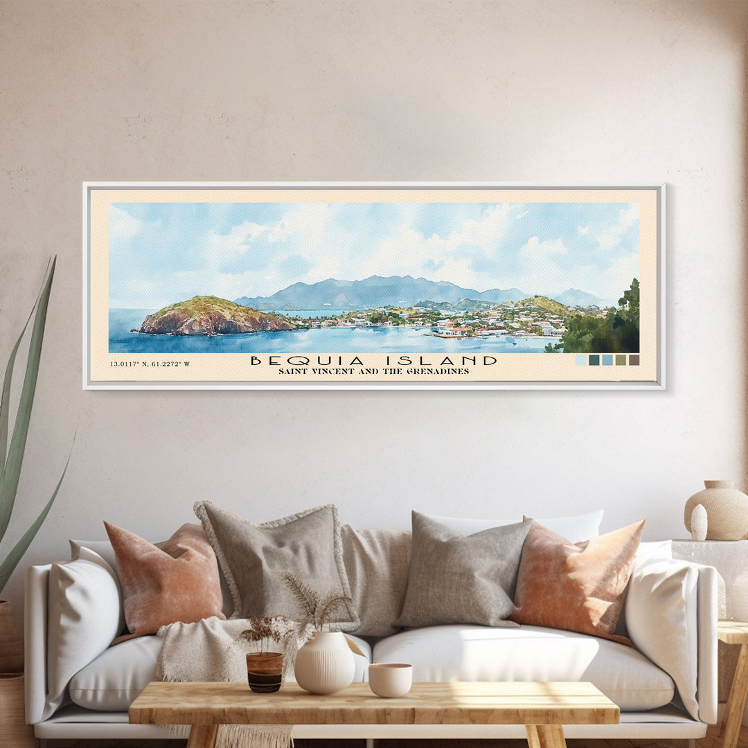Bequia Island, Saint Vincent and the Grenadines Watercolor Beach Print, Vacation Gift, Saint Vincent and the Grenadines Wall Art, Beach Painting, Beach Decor, Beach Painting