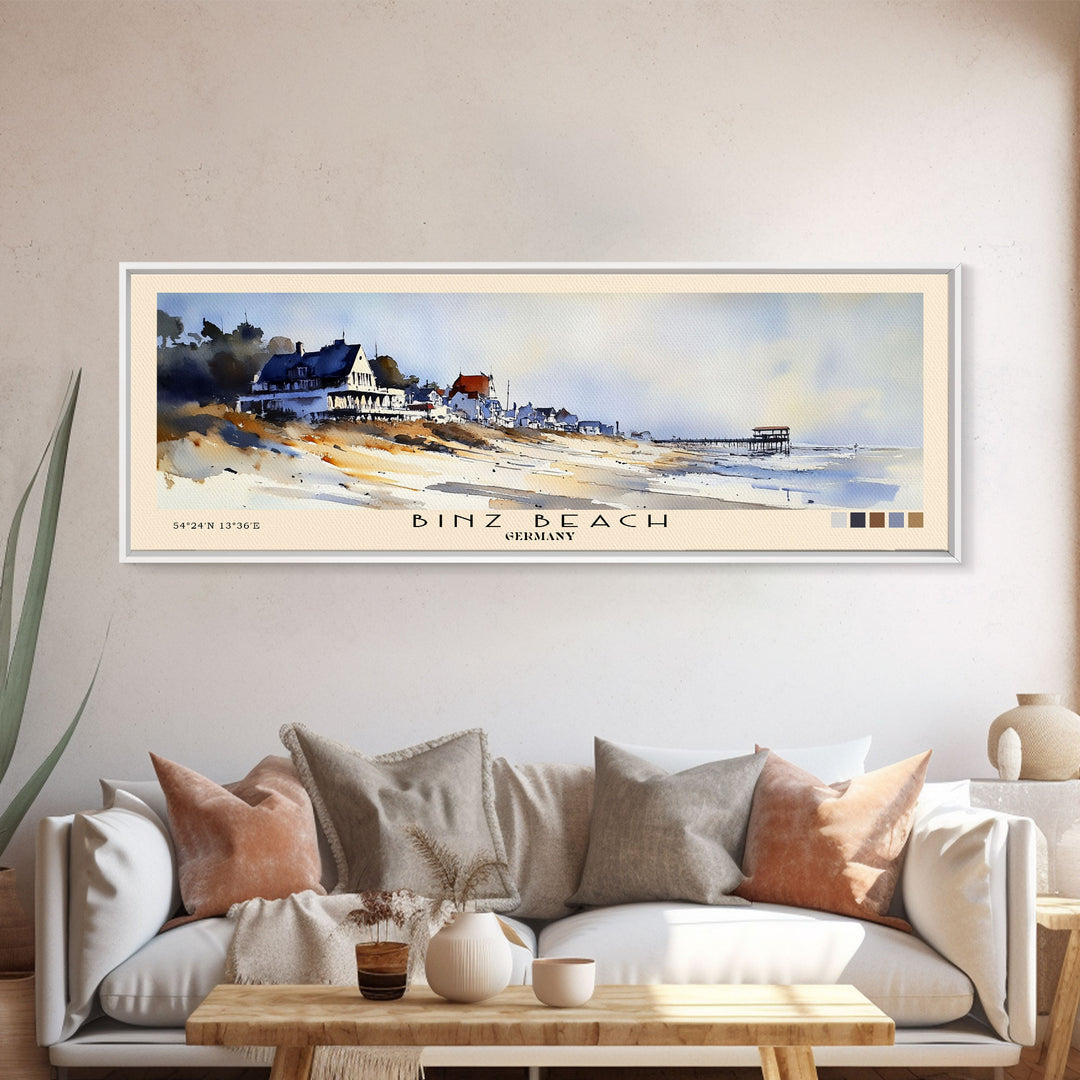 Binz Beach, Germany Watercolor Print, Vacation Gift, Germany Wall Art, Vacation Wall Art, Vacatation Memories, Beach Decor, Beach Or Lakehouse Art