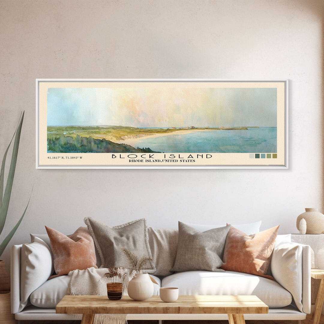Block Island, Rhode Island,United States Watercolor Print, Vacation Gift, Rhode Island,United States Wall Art, Beach Painting, Beach Decor, Large Wall Art, Wood Frame Art