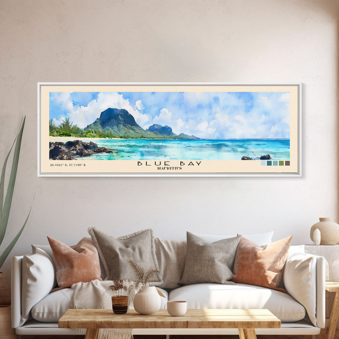 Blue Bay, Mauritius Watercolor Print, Vacation Gift, Mauritius Wall Art, Vacation Wall Art, Vacatation Memories, Beach Decor, Beach Or Lakehouse Art