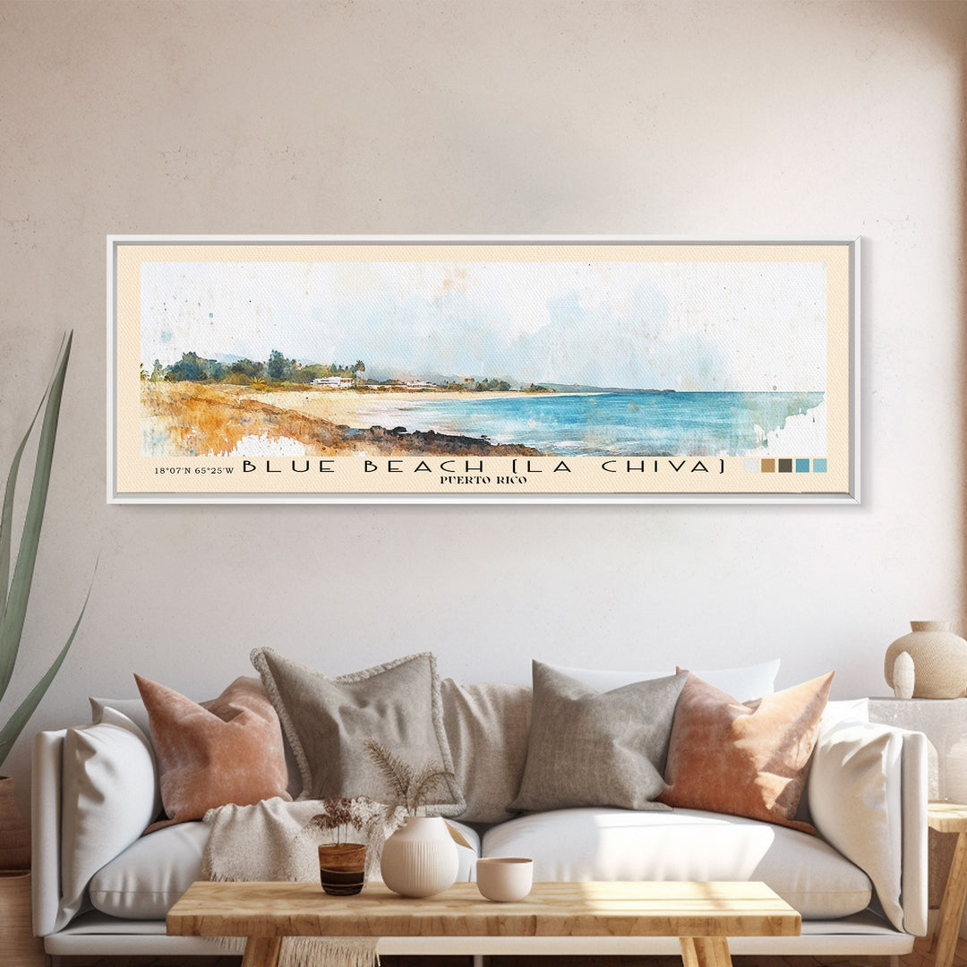 Blue Beach (La Chiva), Puerto Rico Watercolor Print, Vacation Gift, Puerto Rico Wall Art, Beach Painting, Beach Decor, Beach Or Lakehouse Art