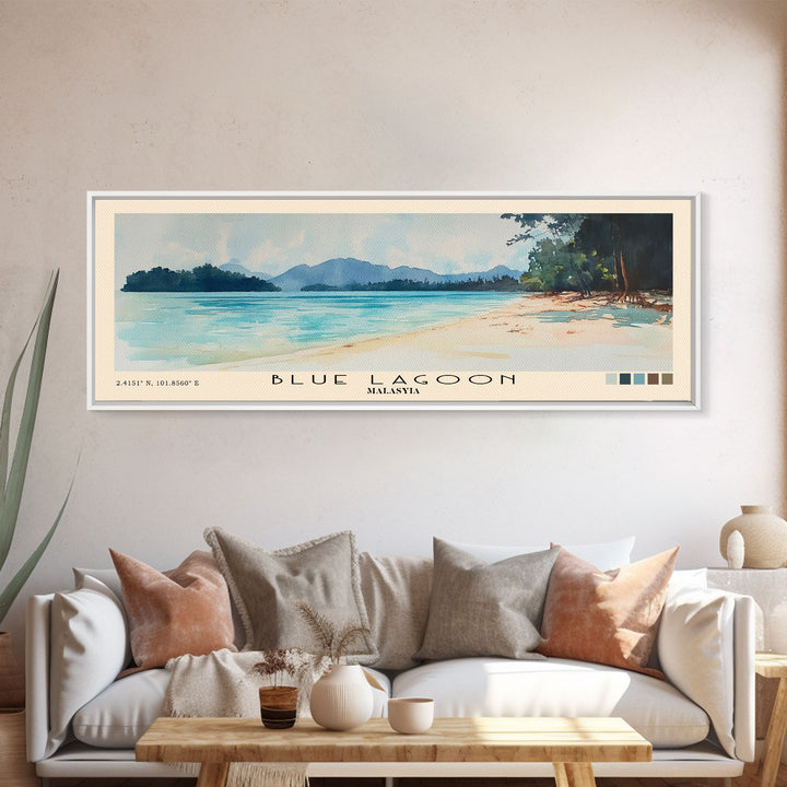 Blue Lagoon, Malasyia Watercolor Beach Print, Vacation Gift, Malasyia Wall Art, Beach Painting, Beach Decor, Beach Painting