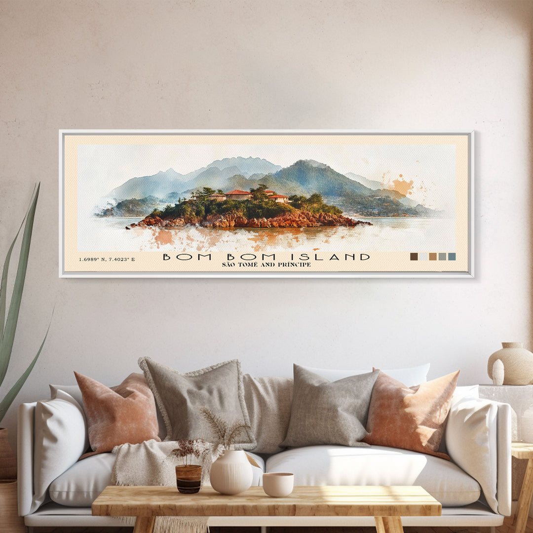 Bom Bom Island, São Tomé and Príncipe Watercolor Print, Vacation Gift, São Tomé and Príncipe Wall Art, Vacation Wall Art, Vacatation Memories, Beach Decor, Beach Or Lakehouse Art