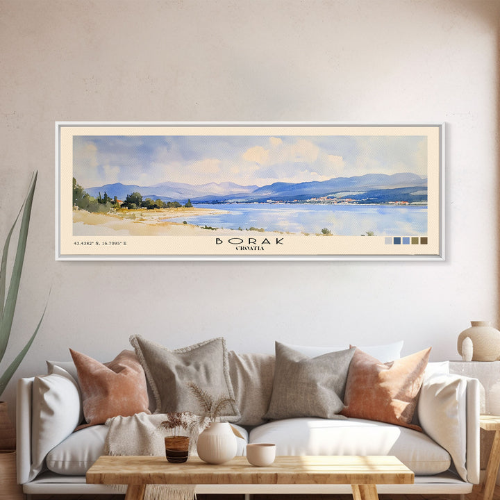 Borak, Croatia Watercolor Print, Vacation Gift, Croatia Wall Art, Beach Painting, Beach Decor, Beach Or Lakehouse Art