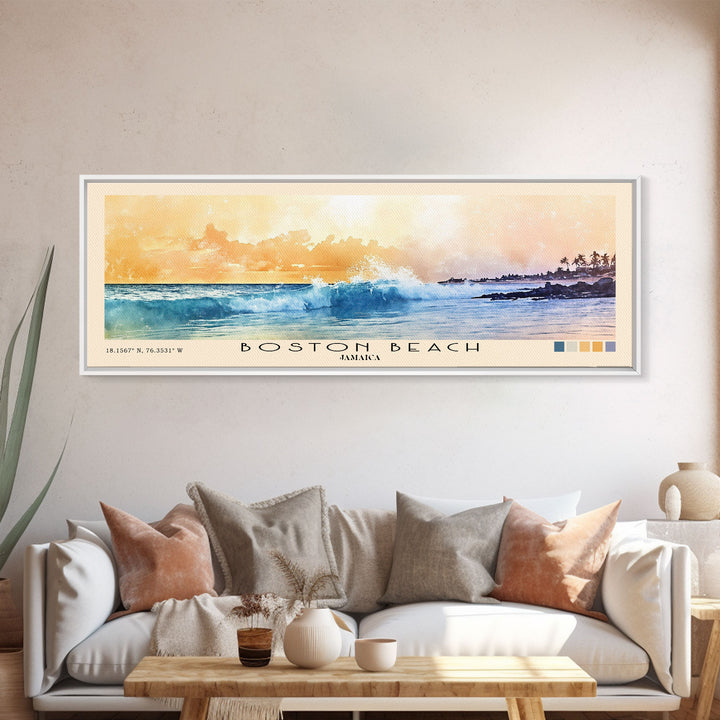 Boston Beach, Jamaica Watercolor Beach Print, Vacation Gift, Jamaica Wall Art, Beach Painting, Beach Decor, Beach Painting