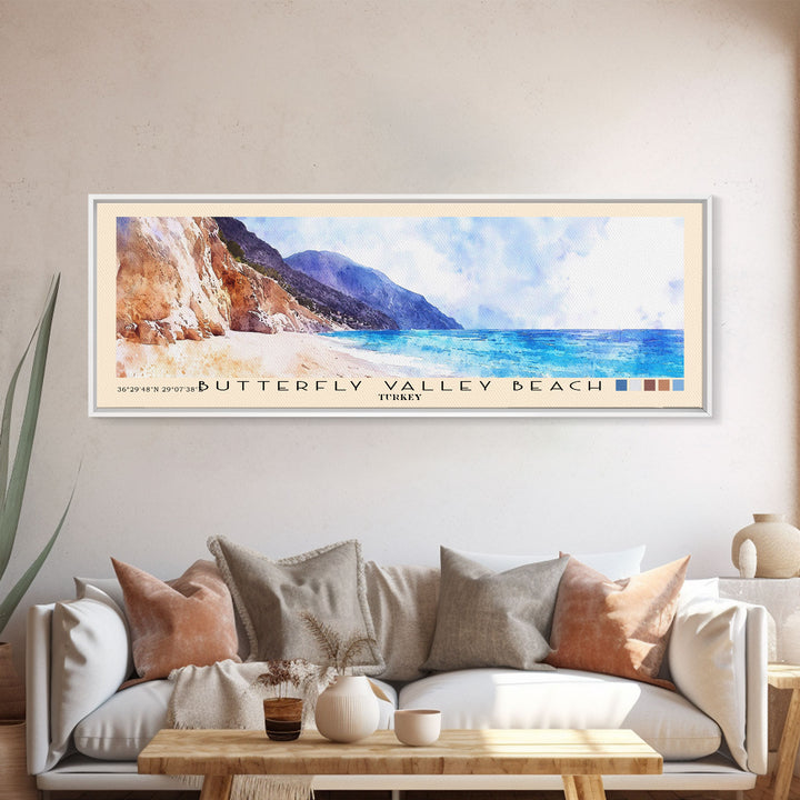 Butterfly Valley Beach, Turkey Watercolor Print, Vacation Gift, Turkey Wall Art, Vacation Wall Art, Vacatation Memories, Beach Decor, Beach Or Lakehouse Art