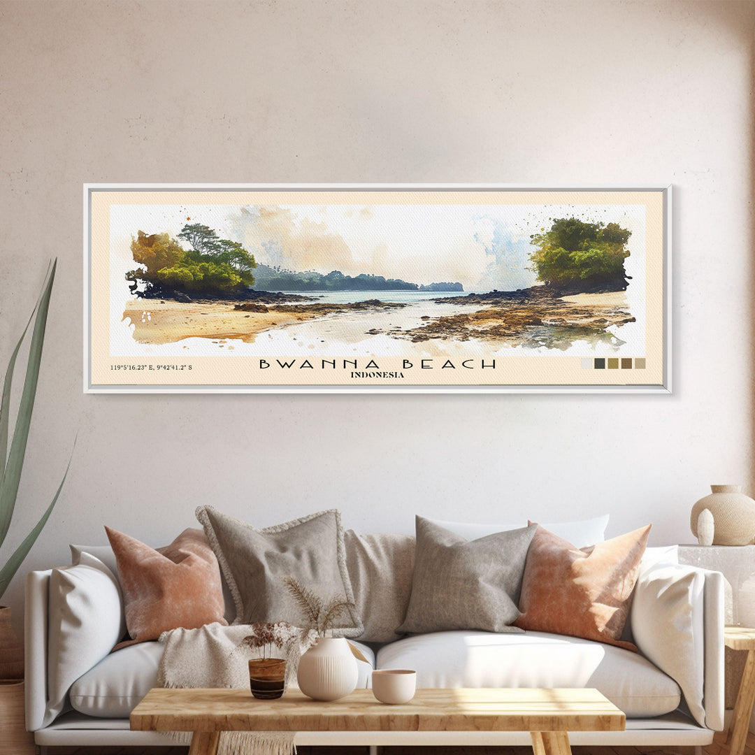 Bwanna Beach, Indonesia Watercolor Print, Vacation Gift, Indonesia Wall Art, Beach Painting, Beach Decor, Beach Or Lakehouse Art