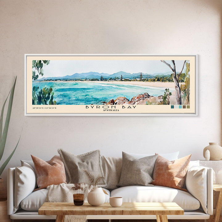 Byron Bay, Australia Watercolor Beach Print, Vacation Gift, Australia Wall Art, Beach Painting, Beach Decor, Beach Painting