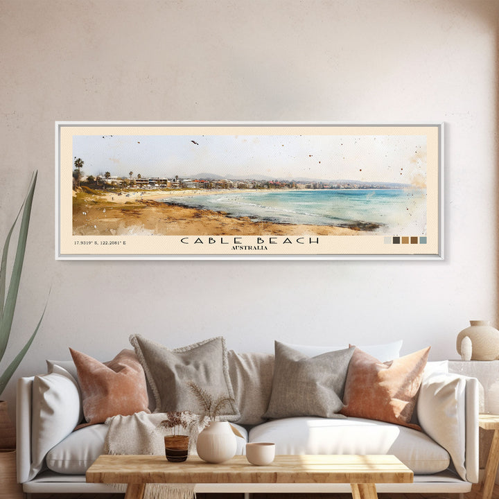Cable Beach, Australia Watercolor Print, Vacation Gift, Australia Wall Art, Beach Painting, Beach Decor, Beach Or Lakehouse Art