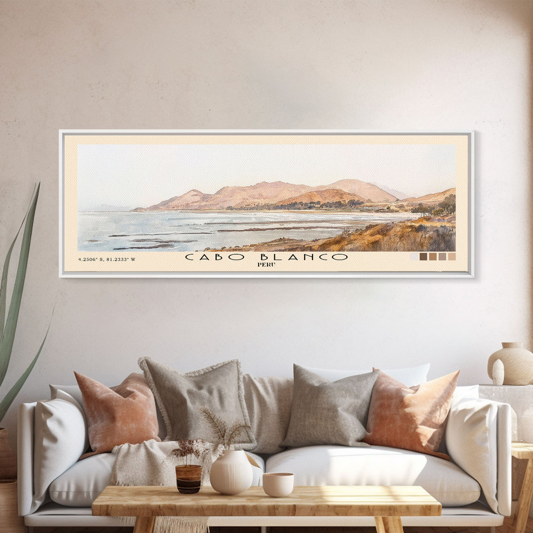 Cabo Blanco, Peru Watercolor Beach Print, Vacation Gift, Peru Wall Art, Beach Painting, Beach Decor, Beach Painting