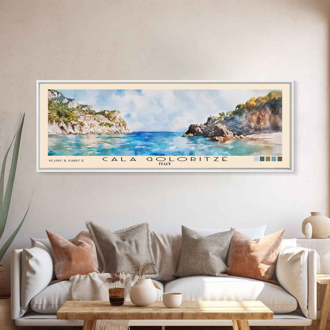 Cala Goloritzé, Italy Watercolor Beach Print, Vacation Gift, Italy Wall Art, Beach Painting, Beach Decor, Beach Painting