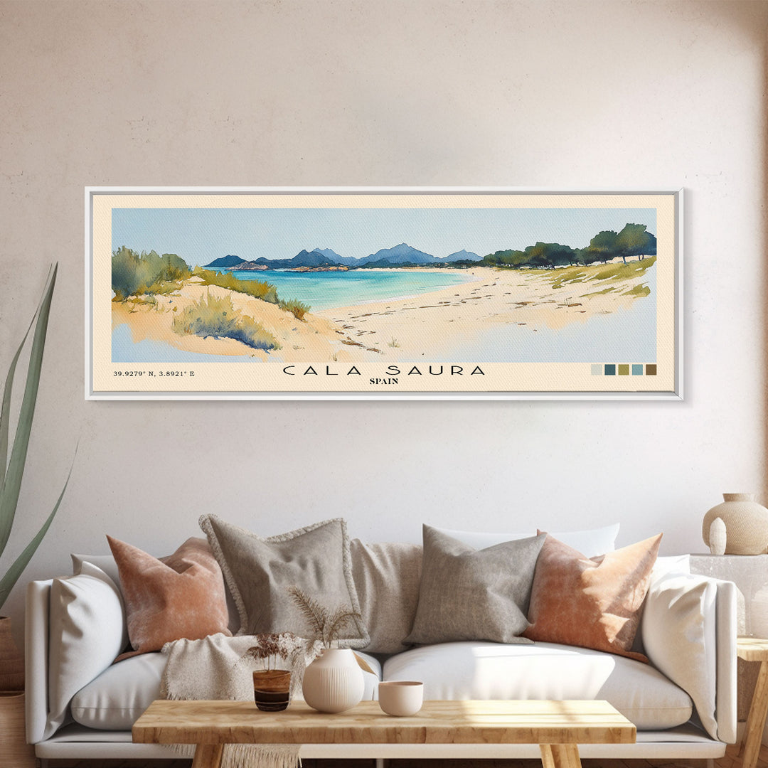 Cala Saura, Spain Watercolor Print, Vacation Gift, Spain Wall Art, Vacation Wall Art, Vacatation Memories, Beach Decor, Beach Or Lakehouse Art