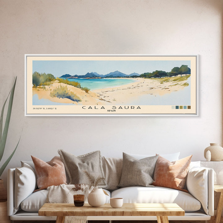 Cala Saura, Spain Watercolor Print, Vacation Gift, Spain Wall Art, Vacation Wall Art, Vacatation Memories, Beach Decor, Beach Or Lakehouse Art