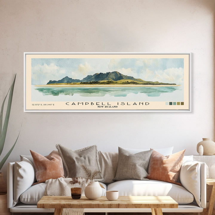 Campbell Island, New Zealand Watercolor Print, Vacation Gift, New Zealand Wall Art, Vacation Wall Art, Vacatation Memories, Beach Decor, Beach Or Lakehouse Art