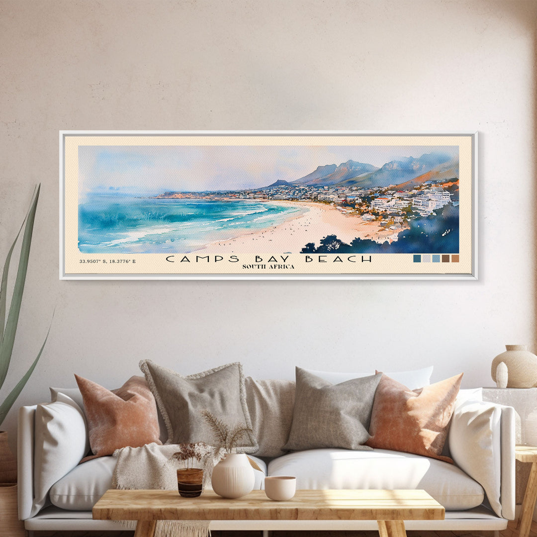 Camps Bay Beach, South Africa Watercolor Print, Vacation Gift, South Africa Wall Art, Beach Painting, Beach Decor, Beach Or Lakehouse Art
