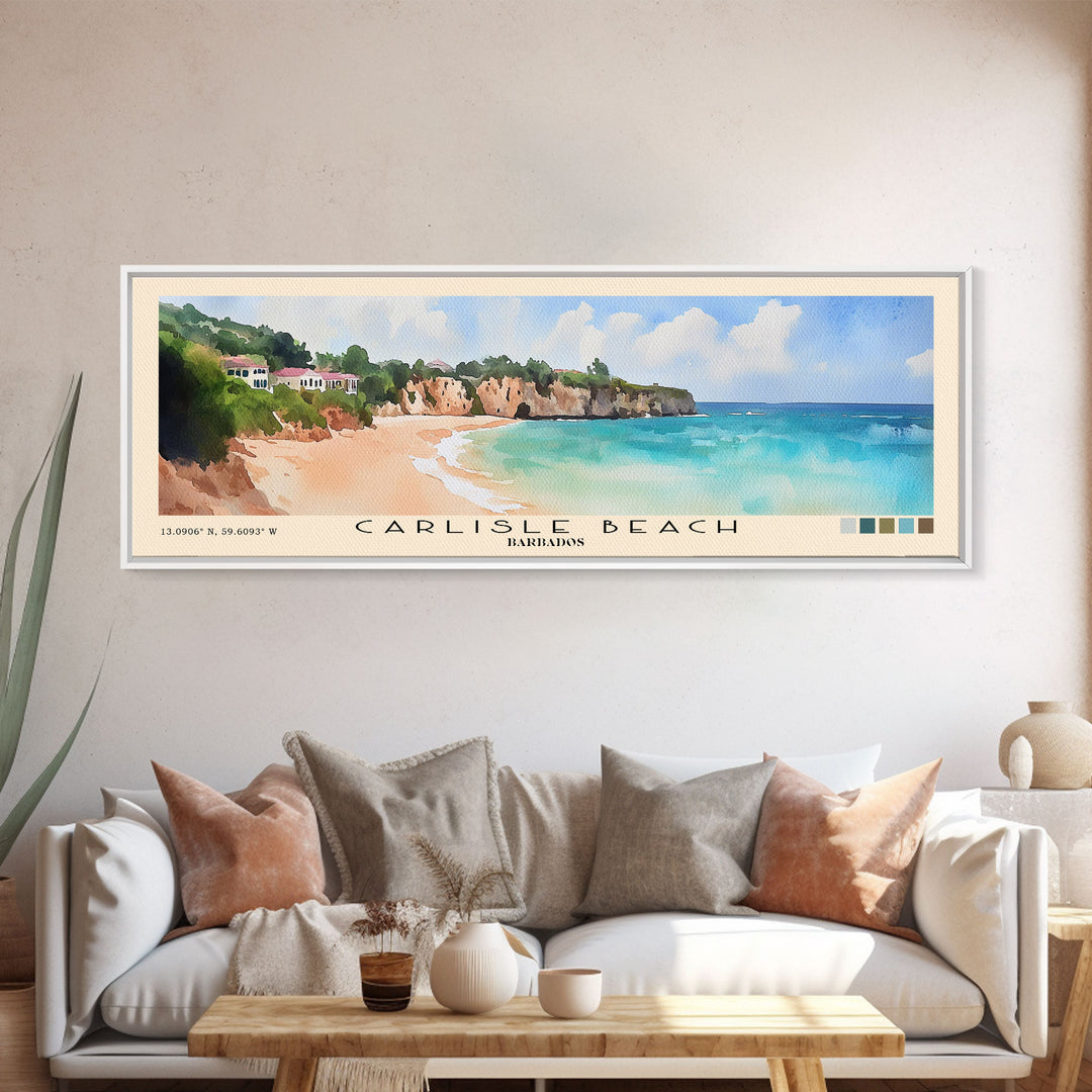 Carlisle Beach, Barbados Watercolor Print, Vacation Gift, Barbados Wall Art, Beach Painting, Beach Decor, Beach Or Lakehouse Art