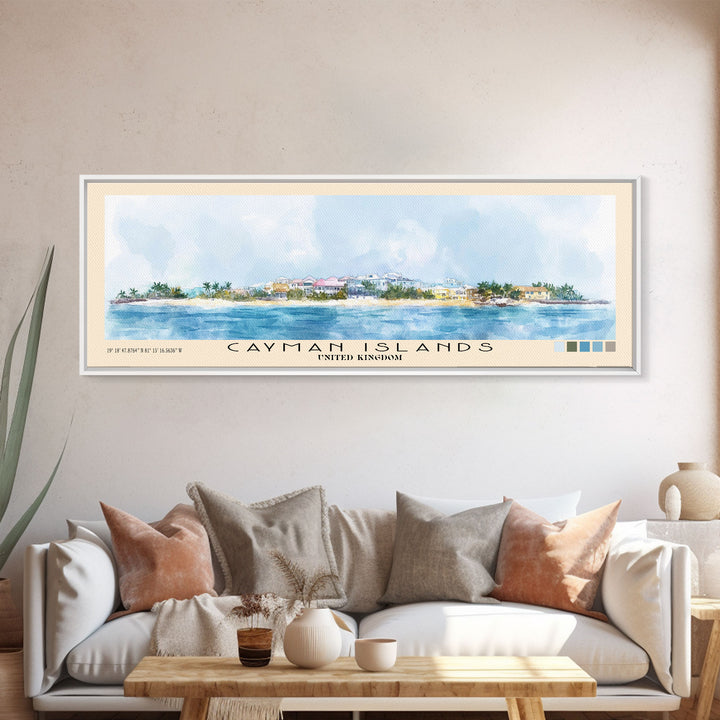 Cayman Islands, United Kingdom Watercolor Beach Print, Vacation Gift, United Kingdom Wall Art, Beach Painting, Beach Decor, Beach Painting