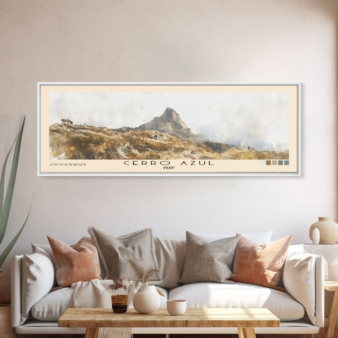 Cerro Azul, Peru Watercolor Print, Vacation Gift, Peru Wall Art, Vacation Wall Art, Vacatation Memories, Beach Decor, Beach Or Lakehouse Art