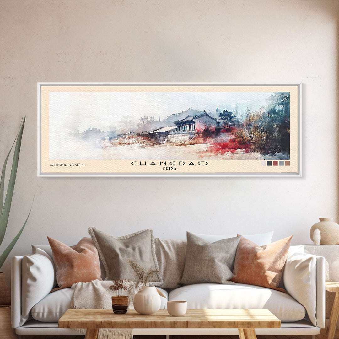 Changdao, China Watercolor Beach Print, Vacation Gift, China Wall Art, Beach Painting, Beach Decor, Beach Painting