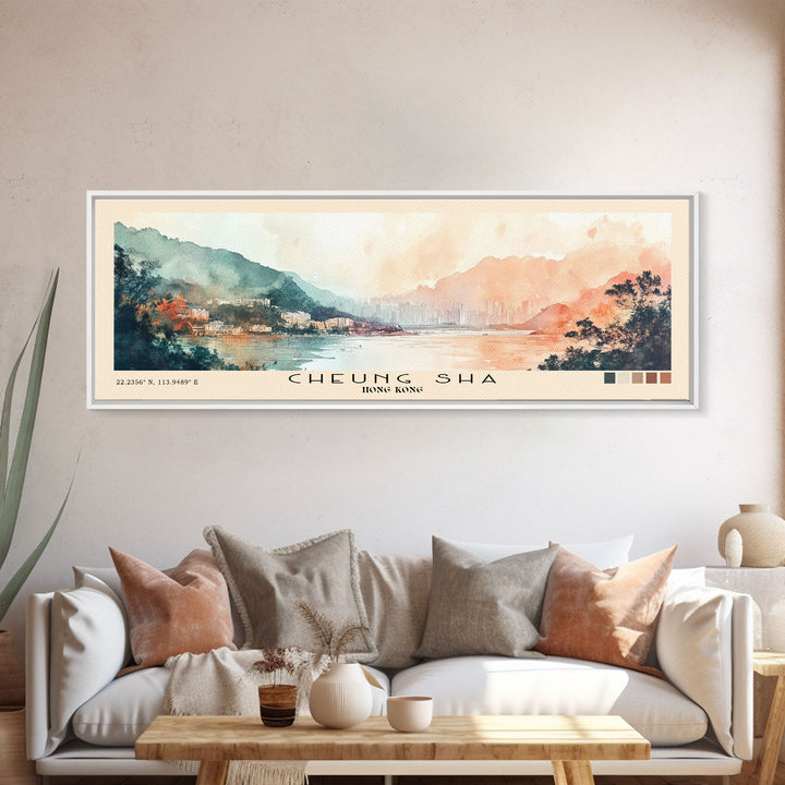 Cheung Sha, Hong Kong Watercolor Print, Vacation Gift, Hong Kong Wall Art, Vacation Wall Art, Vacatation Memories, Beach Decor, Beach Or Lakehouse Art
