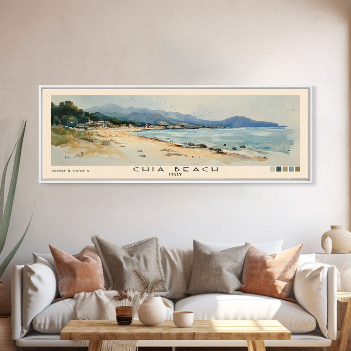 Chia Beach, Italy Watercolor Print, Vacation Gift, Italy Wall Art, Beach Painting, Beach Decor, Beach Or Lakehouse Art