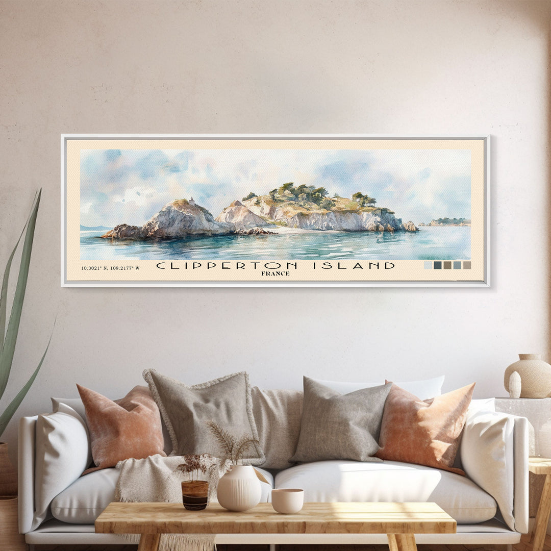 Clipperton Island, France Watercolor Print, Vacation Gift, France Wall Art, Vacation Wall Art, Vacatation Memories, Beach Decor, Beach Or Lakehouse Art