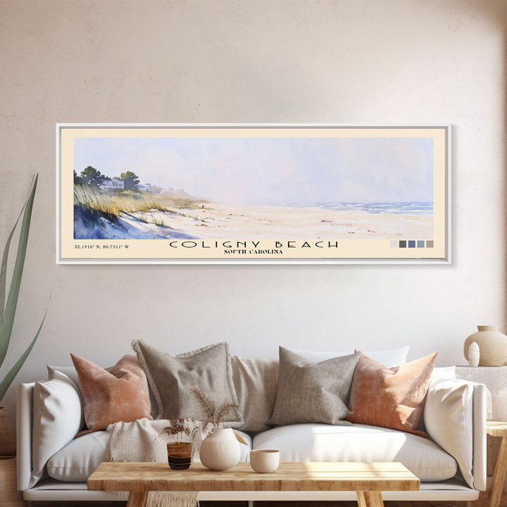 Coligny Beach, South Carolina Watercolor Print, Vacation Gift, South Carolina Wall Art, Beach Painting, Beach Decor, Large Wall Art, Wood Frame Art