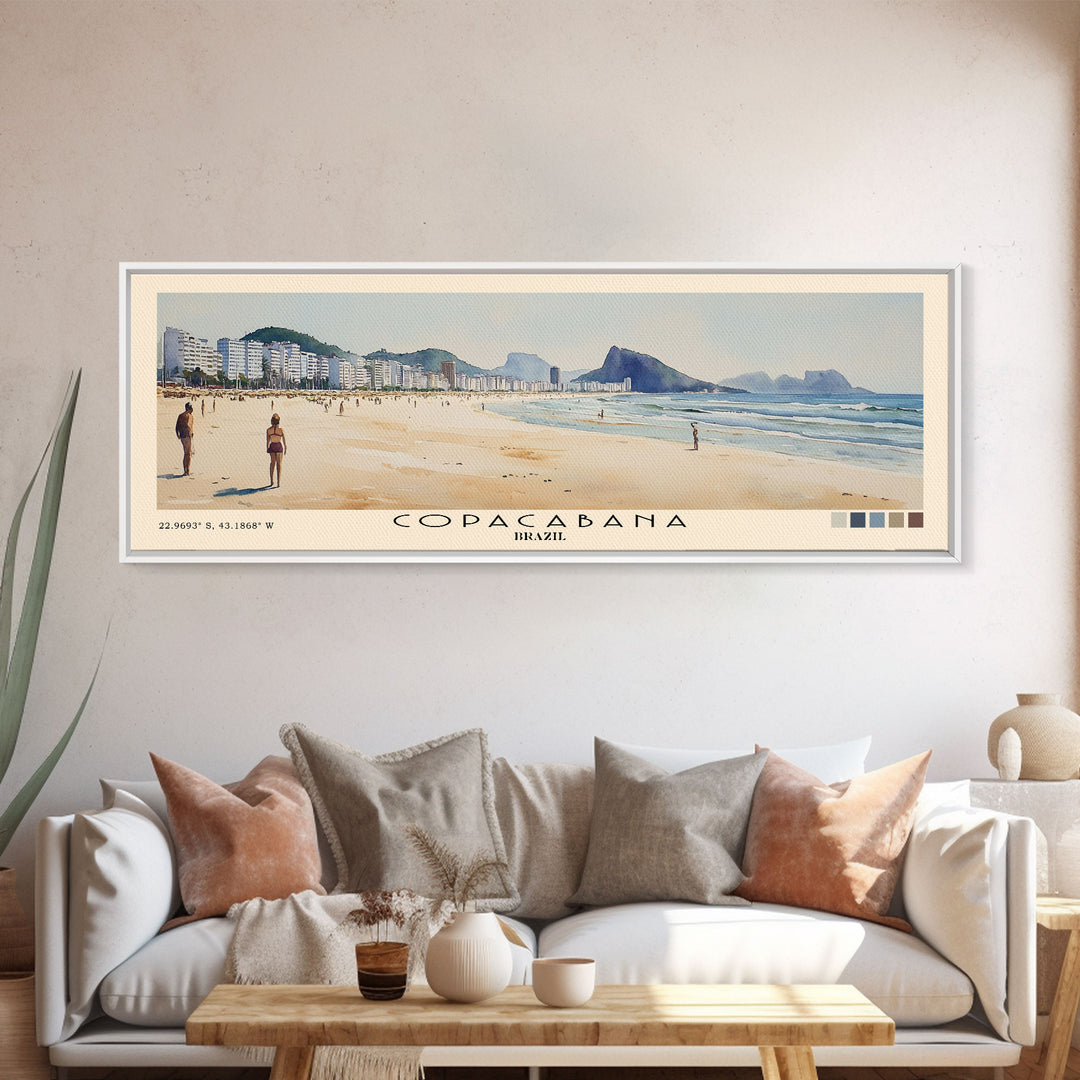 Copacabana, Brazil Watercolor Print, Vacation Gift, Brazil Wall Art, Beach Painting, Beach Decor, Beach Or Lakehouse Art