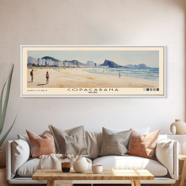 Copacabana, Brazil Watercolor Print, Vacation Gift, Brazil Wall Art, Beach Painting, Beach Decor, Beach Or Lakehouse Art