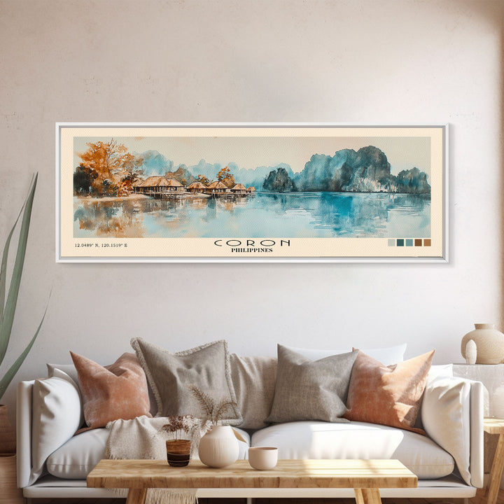 Coron, Philippines Watercolor Print, Vacation Gift, Philippines Wall Art, Vacation Wall Art, Vacatation Memories, Beach Decor, Beach Or Lakehouse Art