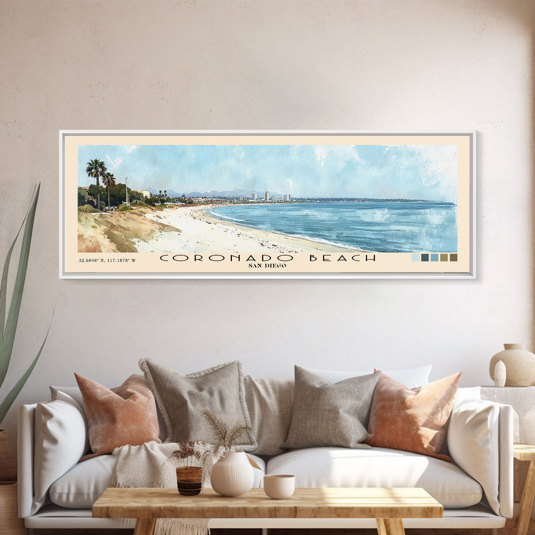 Coronado Beach, San Diego Watercolor Beach Print, Vacation Gift, San Diego Wall Art, Beach Painting, Beach Decor, Beach Painting