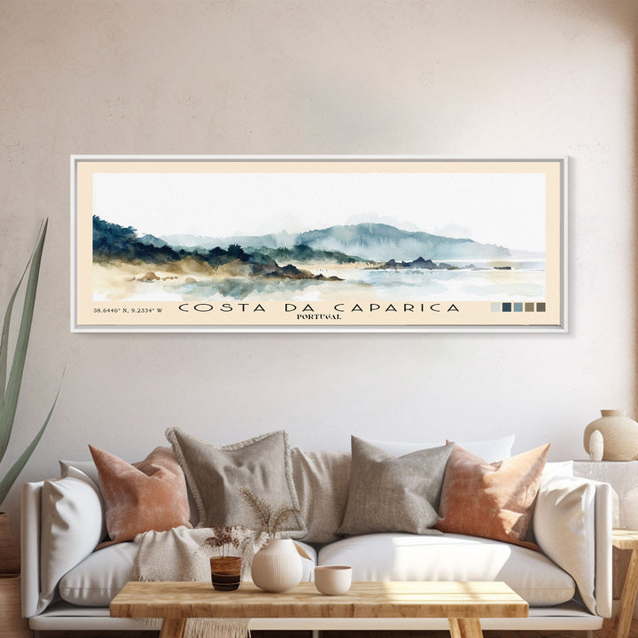 Costa da Caparica, Portugal Watercolor Beach Print, Vacation Gift, Portugal Wall Art, Beach Painting, Beach Decor, Beach Painting