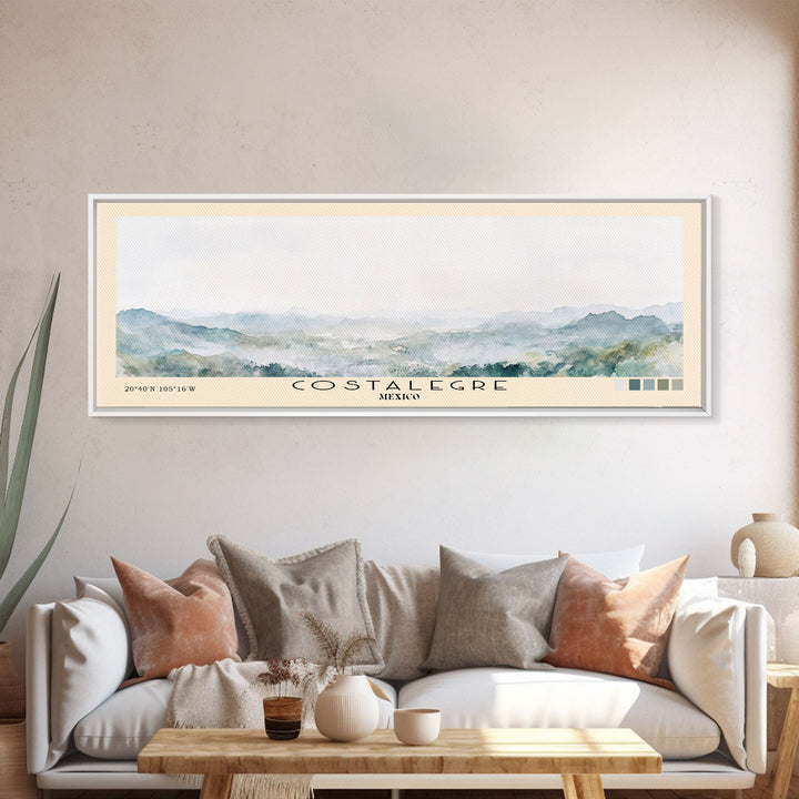 Costalegre, Mexico Watercolor Print, Vacation Gift, Mexico Wall Art, Beach Painting, Beach Decor, Large Wall Art, Wood Frame Art