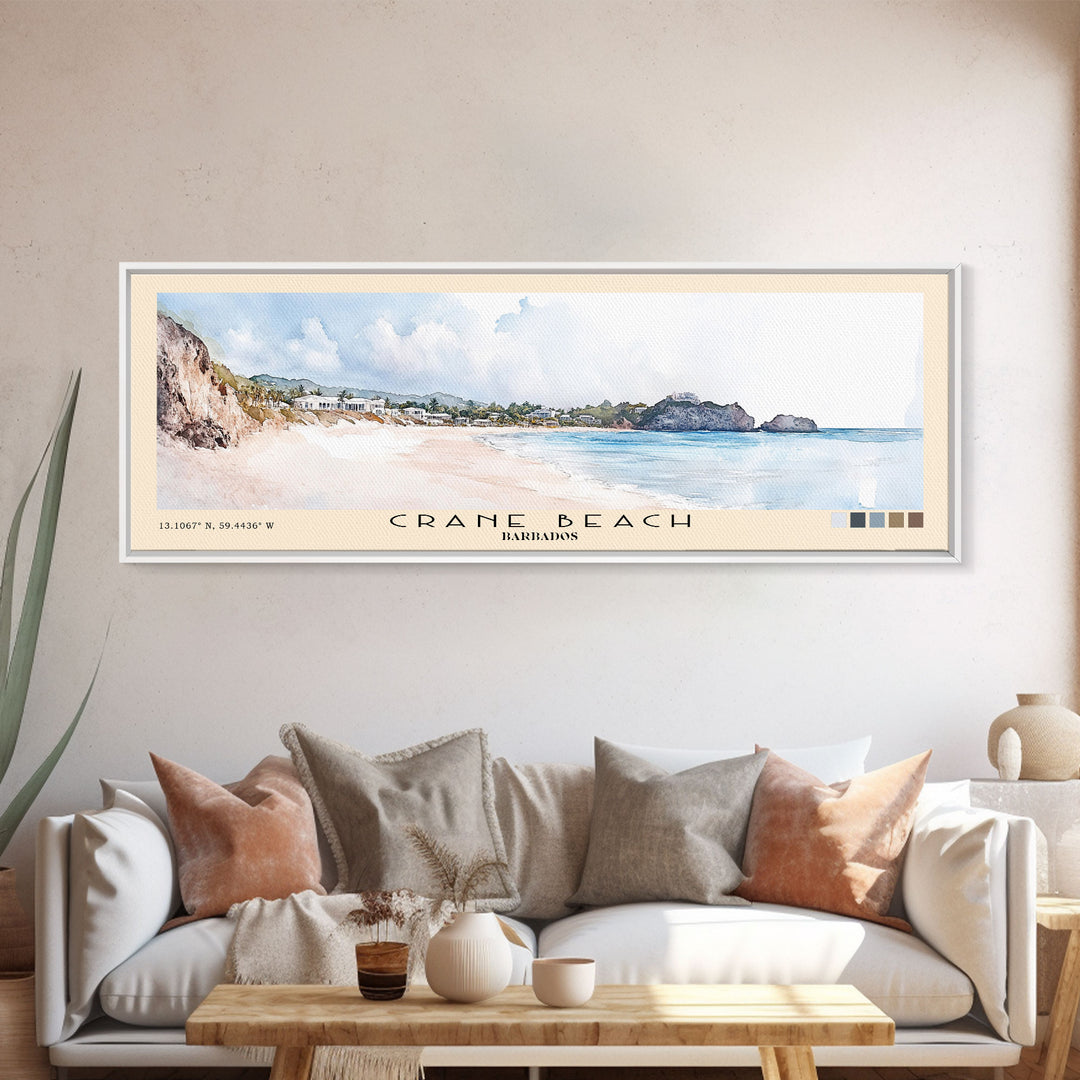 Crane Beach, Barbados Watercolor Print, Vacation Gift, Barbados Wall Art, Vacation Wall Art, Vacatation Memories, Beach Decor, Beach Or Lakehouse Art