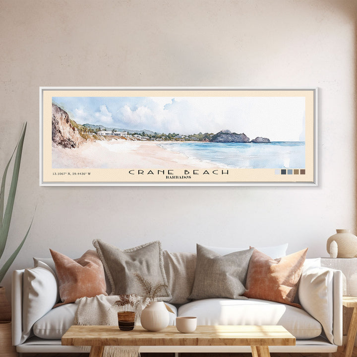 Crane Beach, Barbados Watercolor Print, Vacation Gift, Barbados Wall Art, Vacation Wall Art, Vacatation Memories, Beach Decor, Beach Or Lakehouse Art