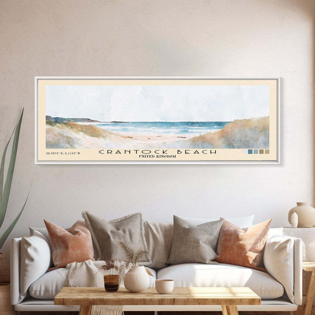 Crantock Beach, United Kingdom Watercolor Print, Vacation Gift, United Kingdom Wall Art, Beach Painting, Beach Decor, Beach Or Lakehouse Art